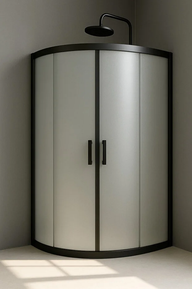 Duşakabin Oval 5mm Siyah Profil Buzlu 190 Cm